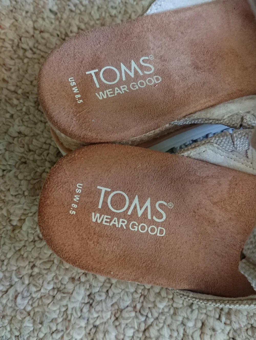 Toms Diana Crossover Cream Slingback Wedge Sandals size 8.5